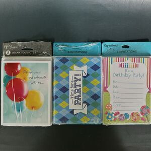 Vintage Hallmark Tender Thoughts Birthday Party Invitations Thank You Notes Lot